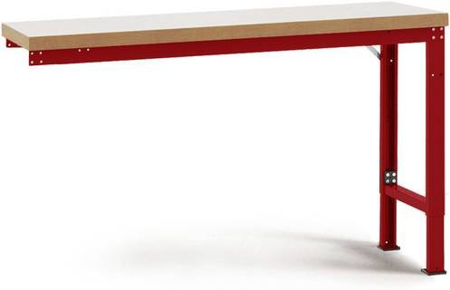 Manuflex Anbauwerkbank Profi Spezial mit Kunststoff-Tischplatte, Rubinrot, B: 125,0 cm, T: 70,0 cm, H: 74,0 cm - Bild 1