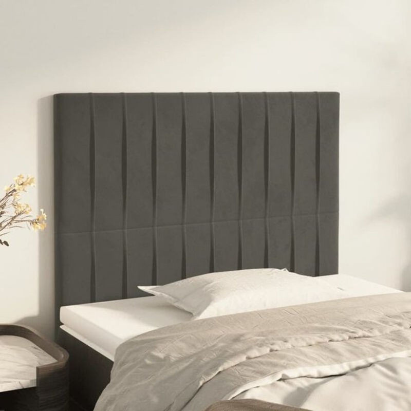 Vidaxl Kopfteile 2er Set aus Samt in Anthrazit und Grau, Modernes Design, B/H: 80 x 78/88 cm, Tiefe: 5 cm - Bild 1