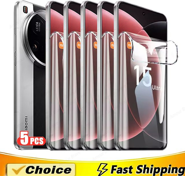 5er Pack Weiche Hydrogel Displayschutzfolien für Xiaomi 14 Ultra 15 13 12 11 Lite 14T 13T 12T 11T 10T Pro Transparent - Bild 1