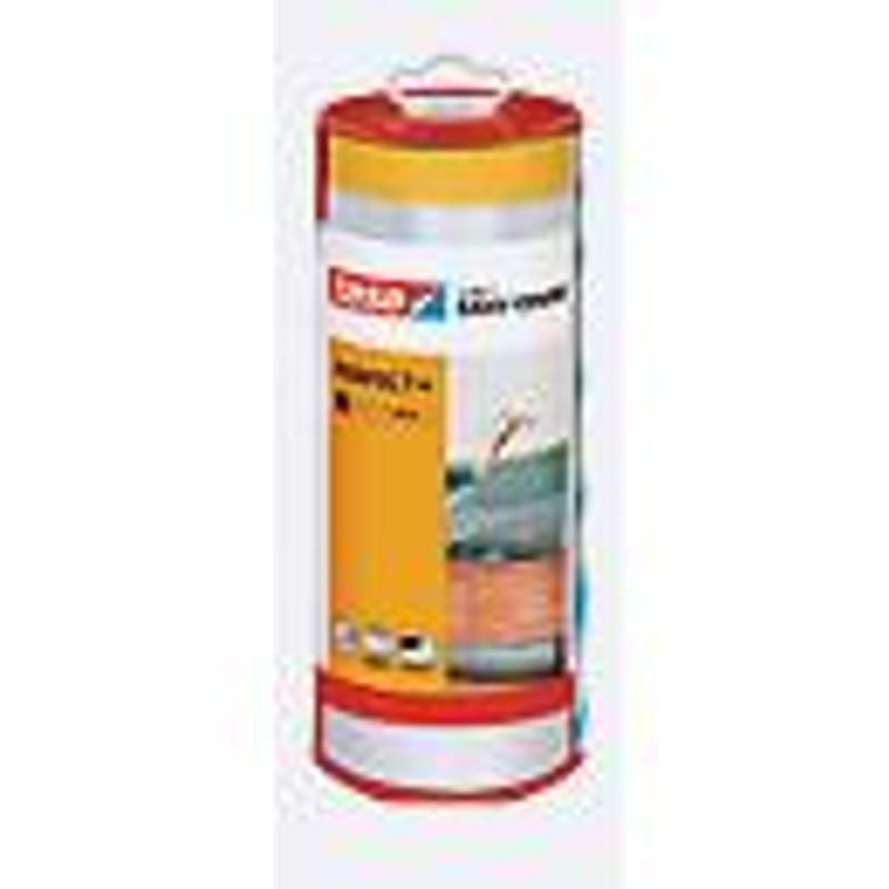 tesa Easy Cover Perfect+ L Abdeckfolie mit Washi-Malerband und Spender, Gelb/Transparent, B: 1,40 m x L: 33 m - Bild 4