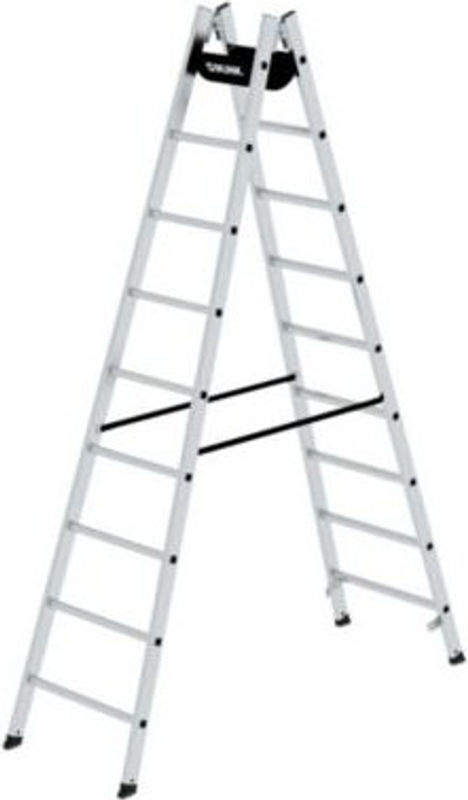 MUNK Aluminium Stufen-Doppelleiter Silber mit 9 Sprossen und 3,8 m Arbeitshöhe - Bild 2