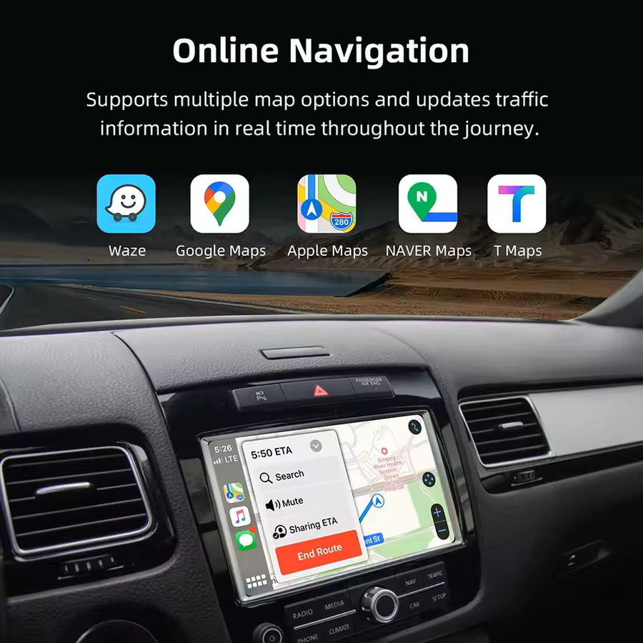 REEIIO Kabelloses CarPlay und Android Auto Interface für VW Touareg mit 8-Zoll-Bildschirm für RNS850 (2011-2018) inklusive AirPlay und Bluetooth Multimedia-Funktion - Bild 4