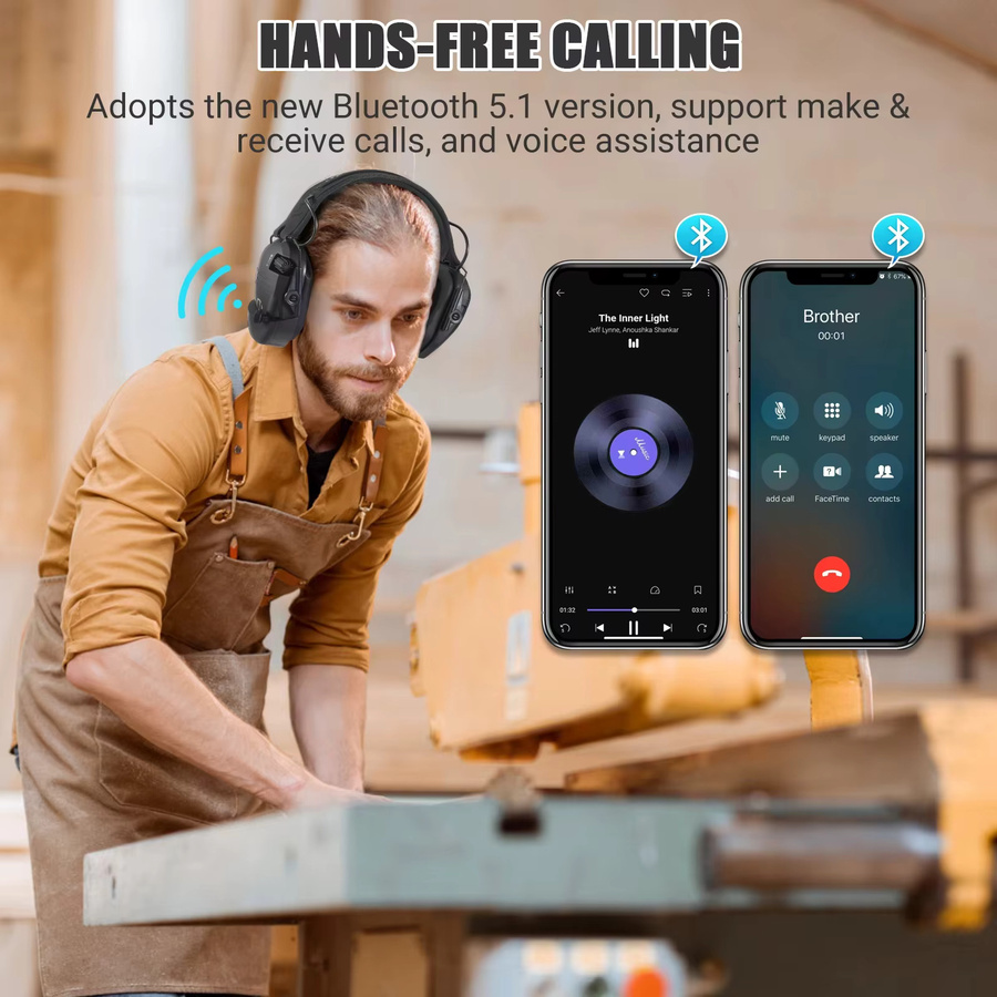 YHKEMA Bluetooth Taktisches Elektronisches Anti-Lärm Schießen Headset mit Freisprechfunktion als Jagd-Ohrenschützer und Gehörschutz - Bild 4