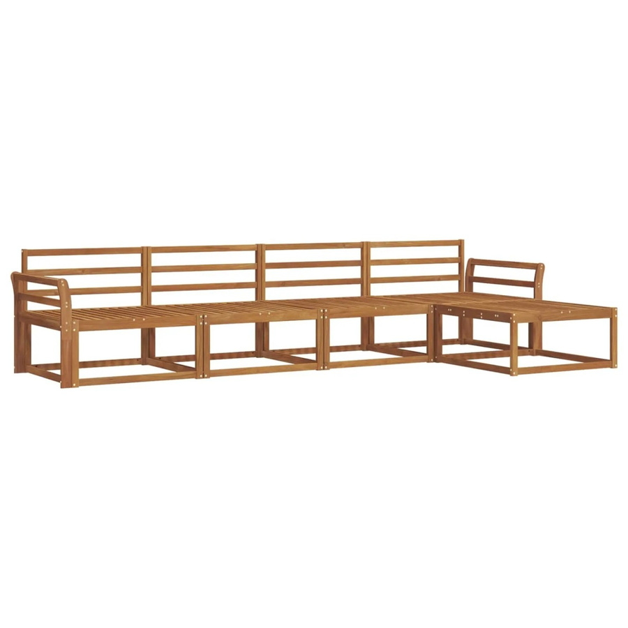 vidaXL Outdoor-Sofagarnitur aus Massivholz Akazie in Braun, 5-teiliges Set mit Hocker und Armlehnen - Bild 2