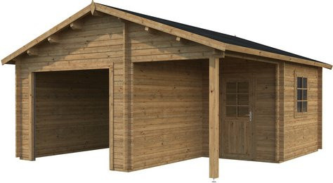 Palmako Holzgarage Roger aus Leimholz in Braun ohne Tor, B: 510 cm, T: 550 cm - Bild 2