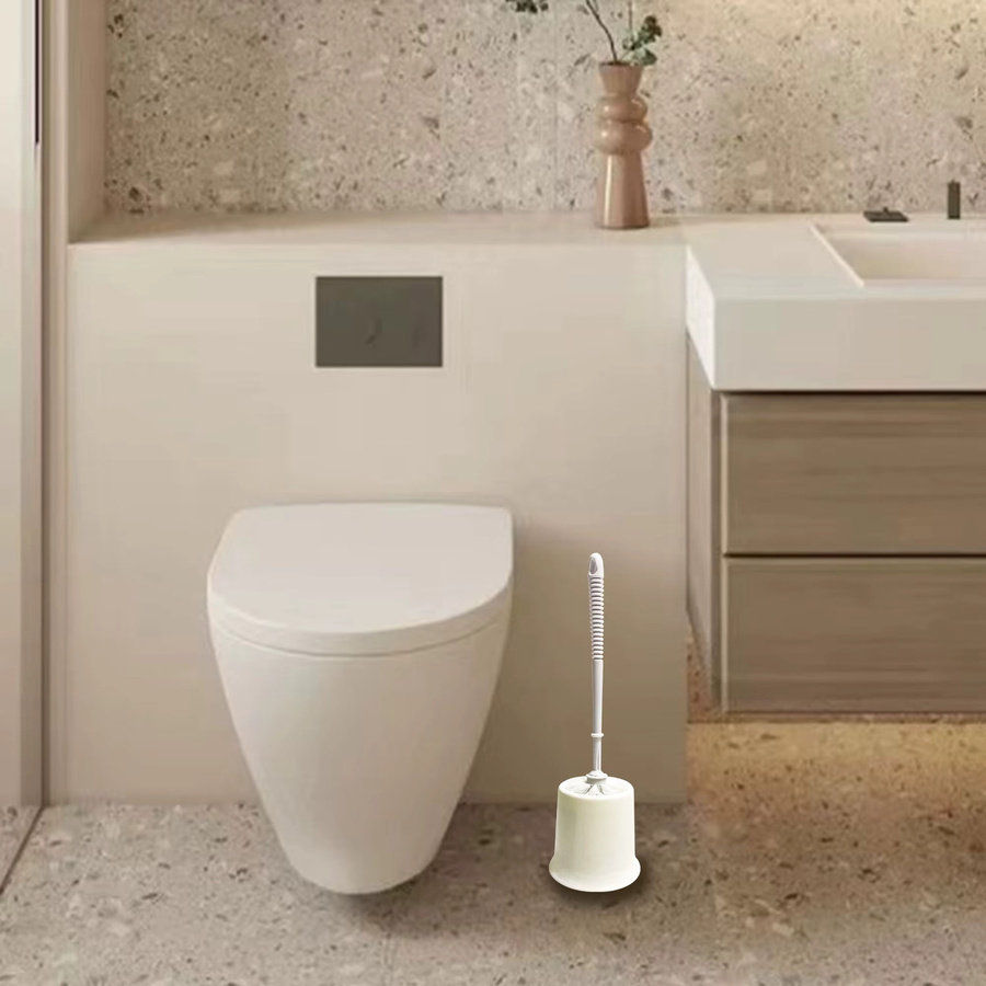 Toilettenbürsten-Abfallbehälter mit Klappdeckel in Weiß, geruchsdichter Mülleimer aus Kunststoff für das Badezimmer, Höhe: 40,9 cm, Breite: 16,8 cm - Bild 2