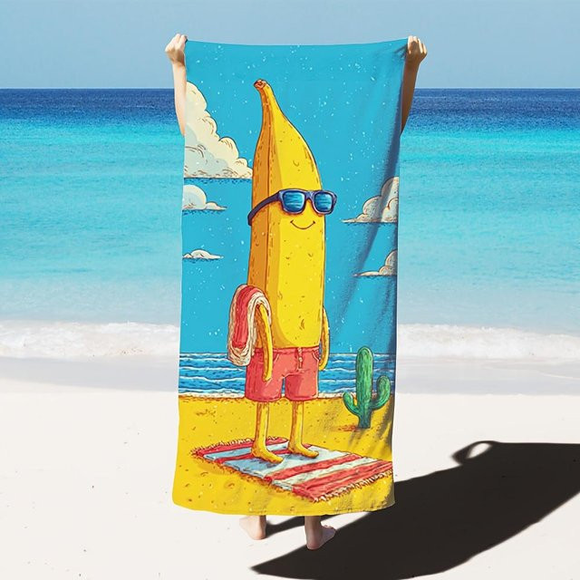JMG Household Supplies Bananen-Strandtuch mit Cartoon-Frucht-Motiv in Gelb, B/H: 80 x 130 cm - Bild 1