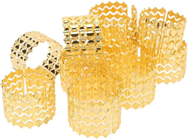 10 Stück Koogeelife Serviettenringe aus Metall in Gelb für Hochzeiten und festliche Anlässe - Bild 1