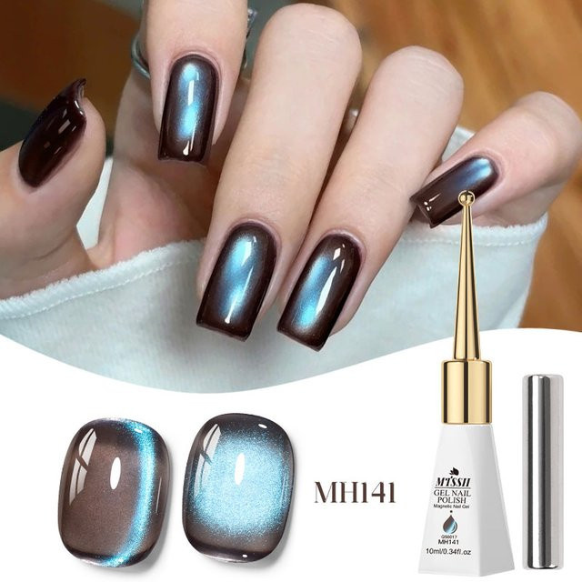 Mtssii Katzen-Magnetgel Nagellack, Bräunlich-Blau, 2x 10 ml, Schimmernd - Bild 1