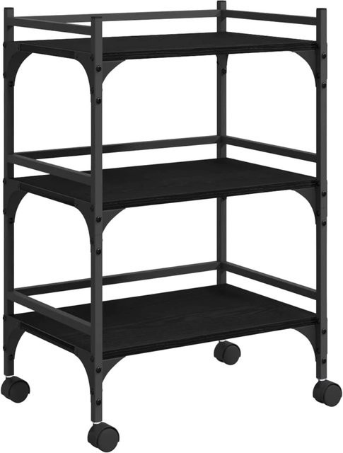 vidaXL Küchentrolley in Schwarz und Eichen-Optik mit Rollen, B/T/H: 50 x 35 x 75,5 cm - Bild 1