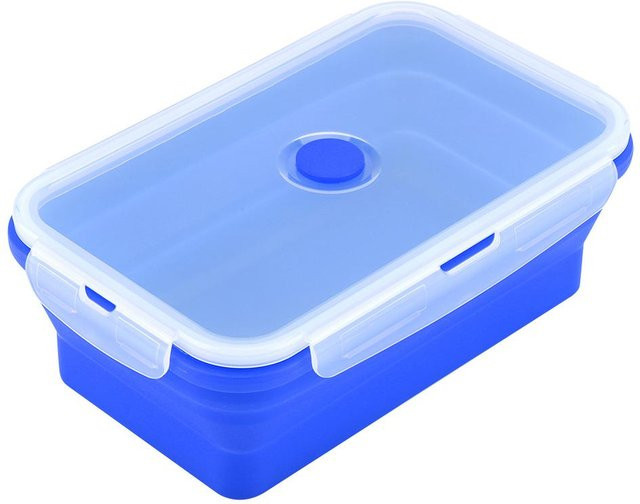 TOMTOP JMS Zusammenklappbare Silikon Bento-Box Lunchbox aus Silikon, 1200ml, Dunkelblau und Grau, mikrowellenfest und spülmaschinenfest - Bild 1