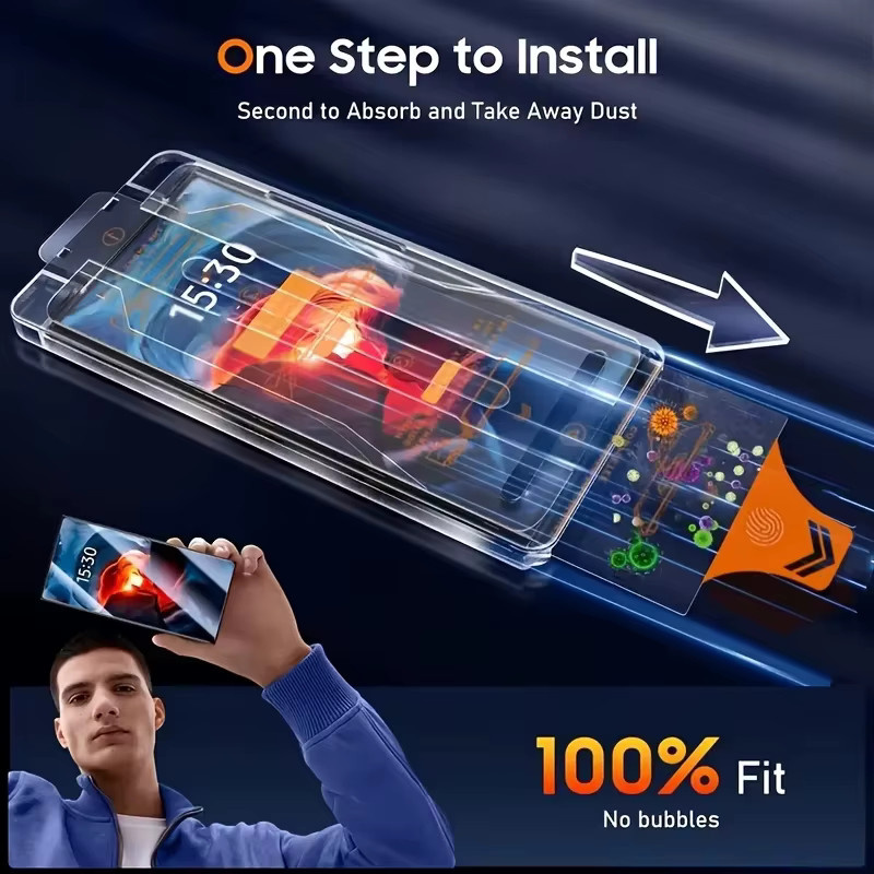 HD Displayschutzfolie aus Glas für Samsung Galaxy A57 A17 A16 A56 5G A55 A36 A35 A26 A24 A15 A14 A13 A12 A71 A72 A73 in Transparent mit einfacher Installation und staubfreier Anwendung - Bild 3