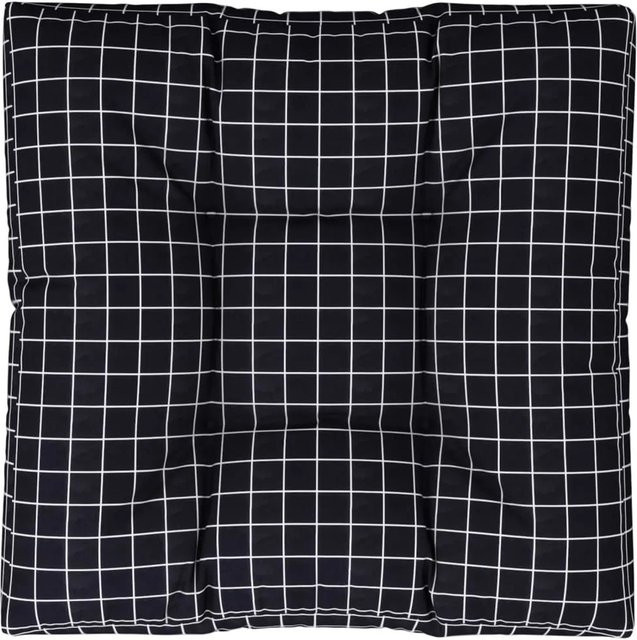 vidaXL Palettenkissen Schwarz Karomuster aus Polyester, B/T/H: 80 x 80 x 12 cm - Bild 1