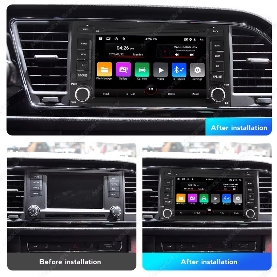 Navifly 7 Zoll 1Din Android 15 Autoradio mit GPS und Carplay für Seat Leon MK3 5F 2012-2018 in Schwarz - Bild 2