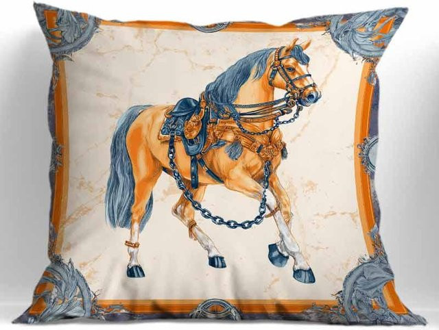 Dekorativer Kissenbezug mit Pferde-Print von JMG Clothing in Beige, Material: Polyester, B/T/H: 40 x 40 x 40 cm - Bild 1