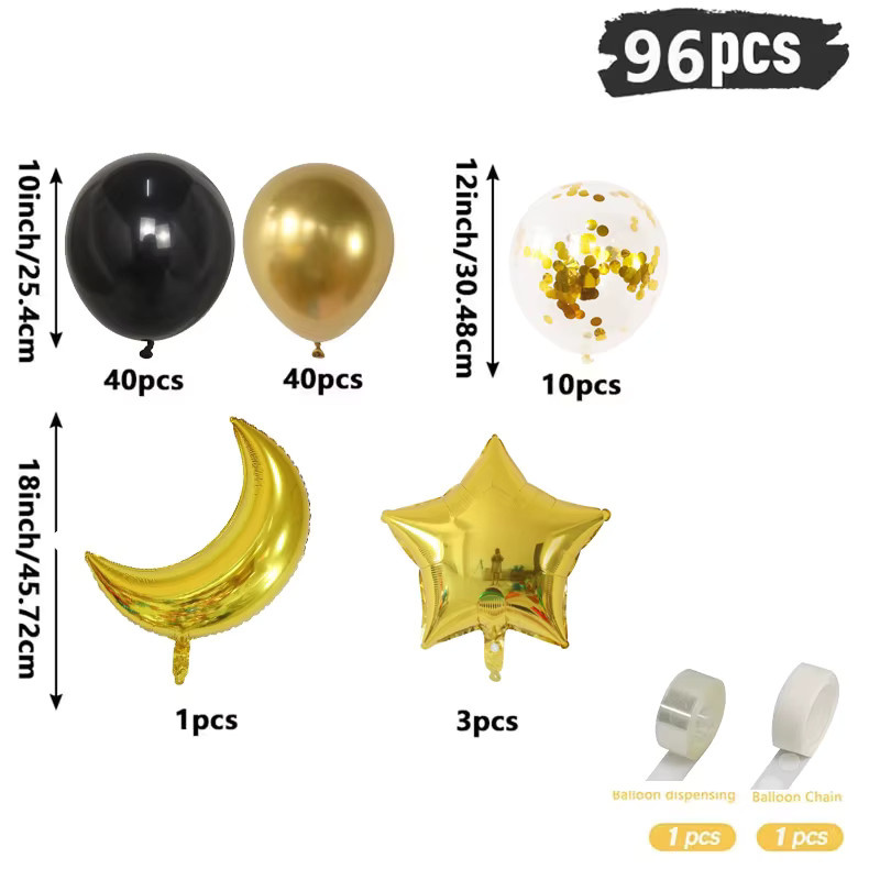 YAYB Eid Mubarak Ballon-Set mit Ramadan Kareem Bogen-Girlande in Gold für islamische Festtagsdekoration - Bild 2