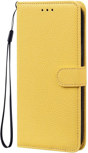 Leder Wallet Flip Case für Samsung Galaxy A51 4G in Gelb mit Kartenhalter und weicher Rückseite - Bild 1