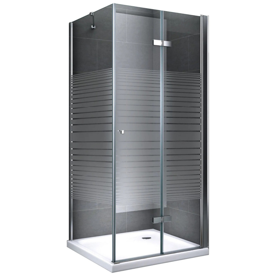 Dein Bau Projekt Duschkabine Duschtrennung Eckdusche Gestreift Transparent B/T/H: 80 x 80 x 190 cm - Bild 2
