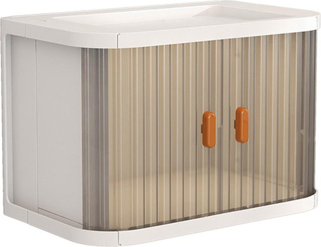OutsideWorld Faltbare Desktop-Aufbewahrungsbox mit 2-Wege-Rolltür, stapelbar, Weiß - Bild 1