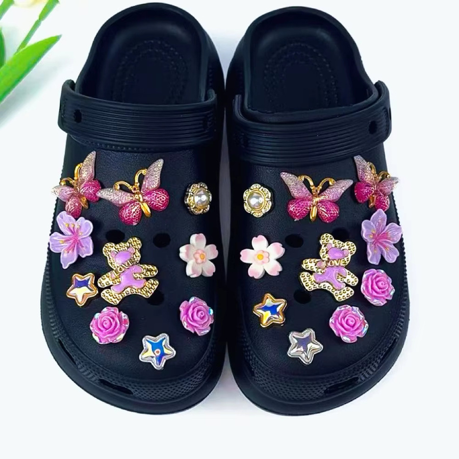 FHLDING Schuh Charms Set, Lila, Schmetterling, Kirschblüte, Bär, Pentagramm - Bild 7