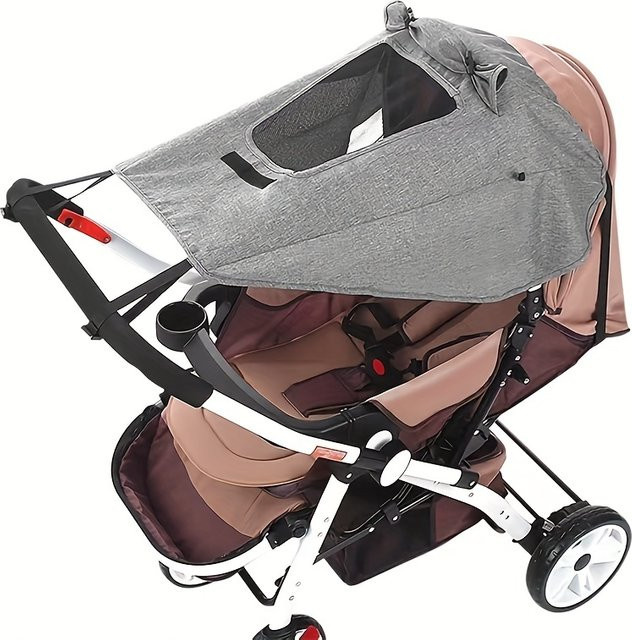 Universeller Sonnenschutz für Kinderwagen als Verdeck- und Tragekorb-Abdeckung in Grau - Bild 1