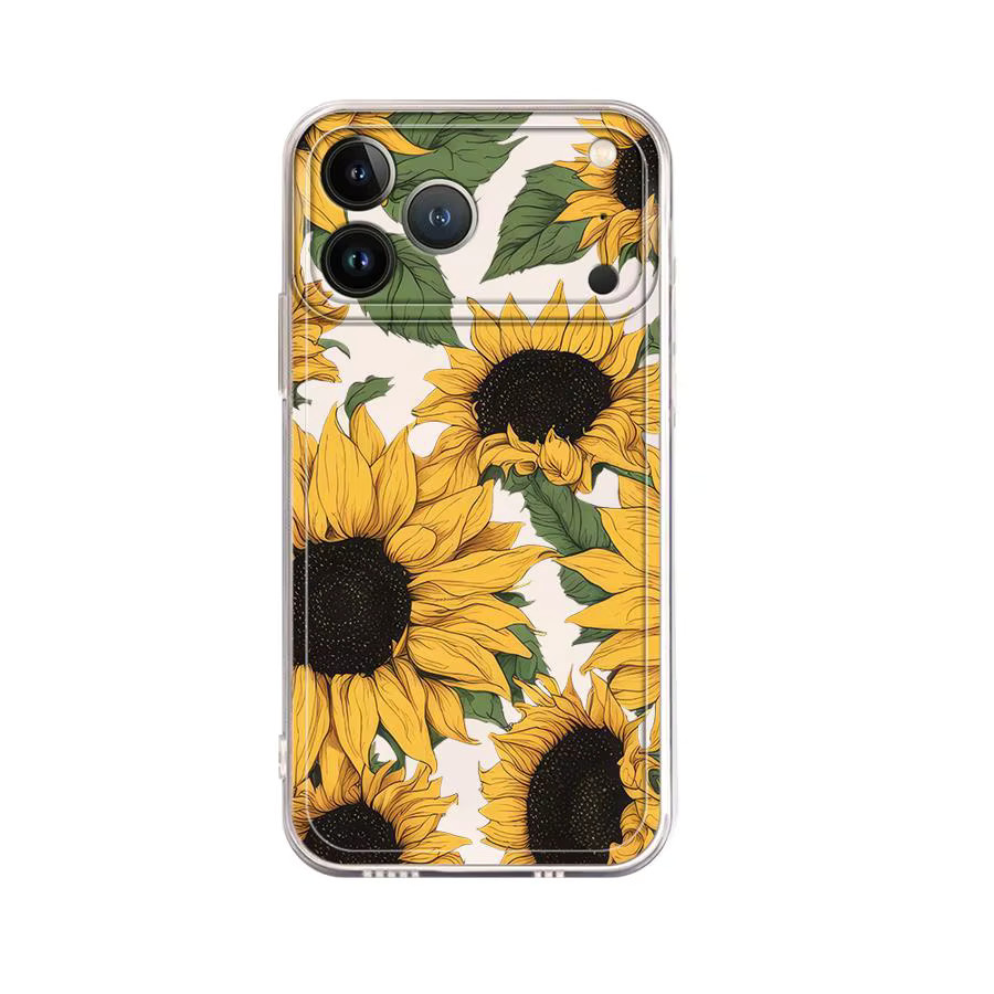 Transparente Handyhülle mit Sonnenblumenmuster für Apple iPhone Modelle - Bild 2