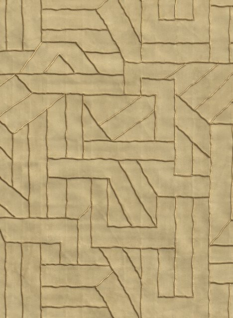 Arte Tapete La Dérive in Bronze und Beige mit geometrischem Art Deco Design und abstraktem Kartenmuster aus Vlies - Bild 1