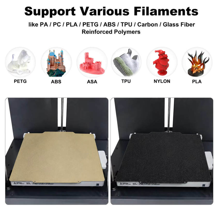 Flashforge Creator 5 PRO Doppelseitige PEI PET PEO Bauplatte für Flashforge Creator 5, B/T: 256 x 256 mm - Bild 1