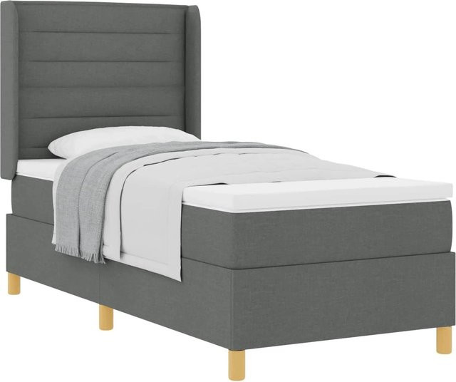 vidaXL Boxspringbett mit Matratze und Taschenfederkern in Grau, B/T/H: 80 x 200 x 140 cm - Bild 1