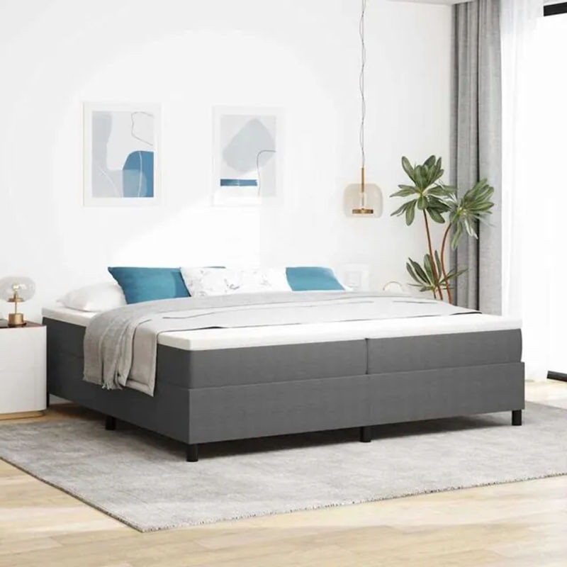 Vidaxl Boxspringbett Modern aus Stoff in Grau und Weiß, B/T/H: 203 x 200 x 60 cm - Bild 1