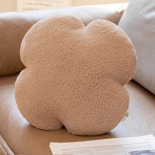 Plüsch-Sitzkissen in Kleeblatt-Form, beige, Durchmesser: 40 cm - Bild 1
