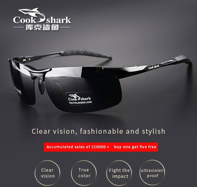 Cook Sharks Sonnenbrille, Herren, Vollrand, Aluminium, schwarz, polarisiert - Bild 1