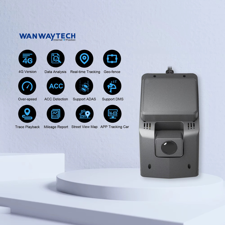 WanWay Dashcam WiFi 4G mit Dual Lens, 1080P Full HD, GPS-Tracking und ADAS, Schwarz - Bild 2