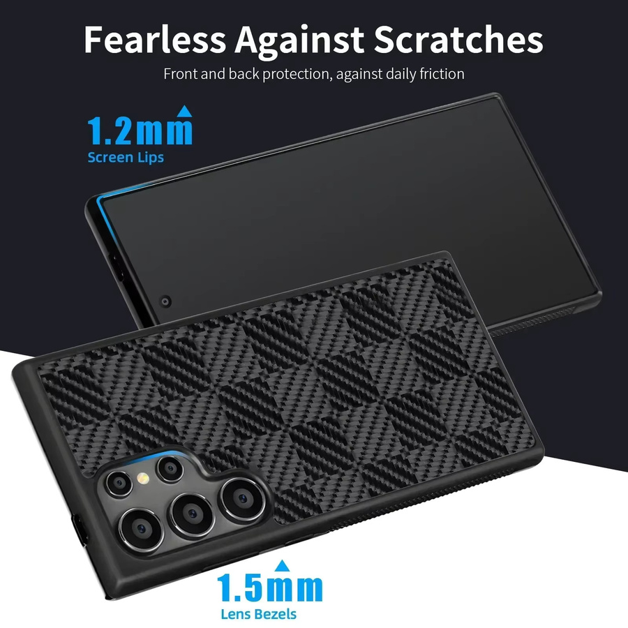 MagSafe kompatible Carbon Fiber Schutzhülle für Samsung Galaxy S25 S24 S23 S22 Ultra S24FE S23FE S24+ S23+ in Schwarz glänzend Woven Carbon Design - Bild 1