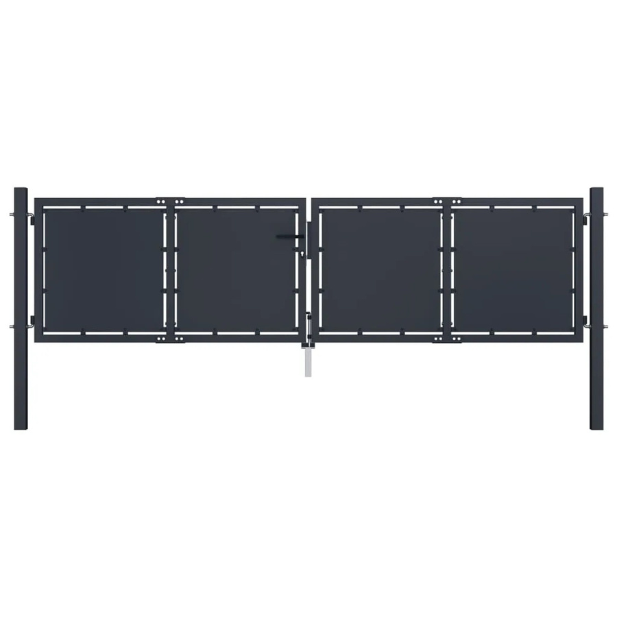 vidaXL Swing Doppel-Gartentor aus Stahl in Anthrazit, Breite: 300 cm, Höhe: 75 cm - Bild 2
