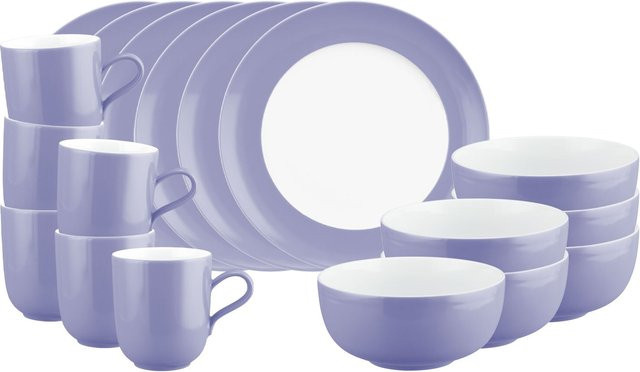 Seltmann Weiden Frühstücks-Set Liberty Pure Colors aus Porzellan, 18er Set, Purple - Bild 1