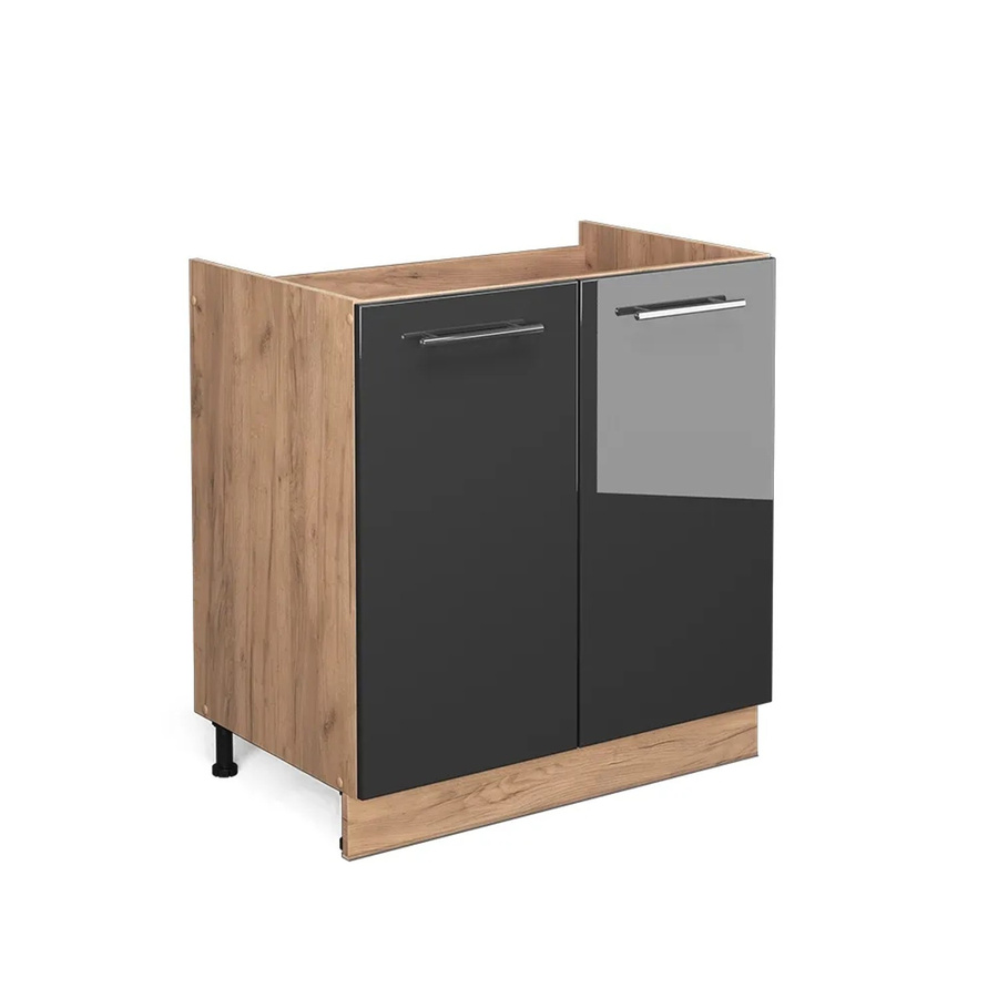 Vicco Spülenunterschrank Fame-Line in Anthrazit Hochglanz und Goldkraft Eiche, Breite: 80 cm, ohne Arbeitsplatte - Bild 2