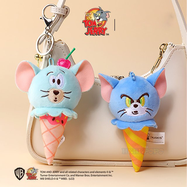 HUGKIS Tom und Jerry Eiscreme-Plüsch-Schlüsselanhänger, Rucksack-Puppe, 12 cm - Bild 1
