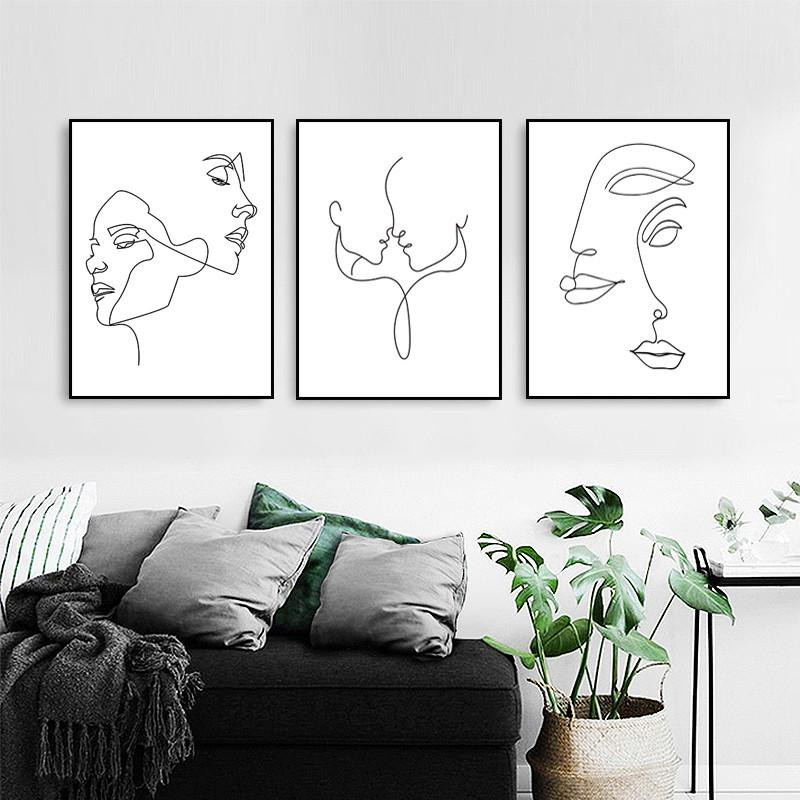 Nordisches minimalistisches Wandbild Petrichor Poster mit abstrakter Frauenzeichnung auf Leinwand, Breite: 21 cm, Höhe: 30 cm - Bild 3