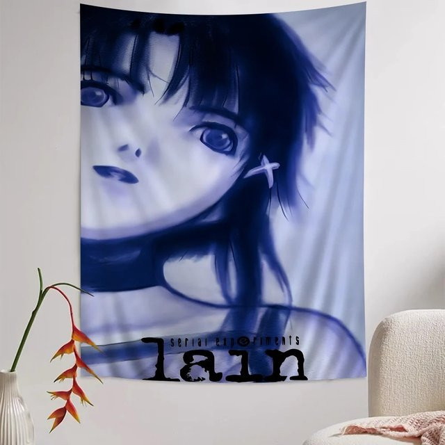VIKAMA Anime Wandteppich im Cyberpunk Stil, Blau Lila, Wanddekoration für Wohnzimmer und Schlafzimmer, B/H: 60 x 40 cm - Bild 1
