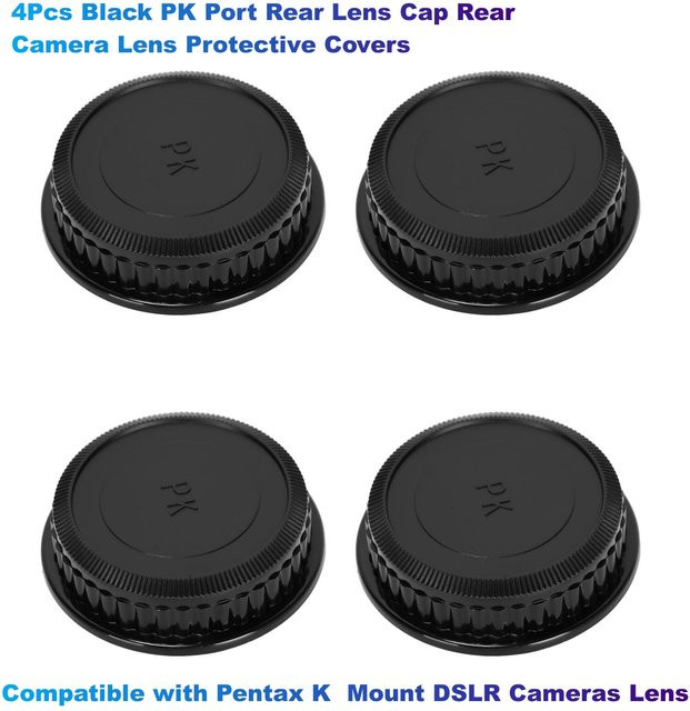 4er-Set Pentax Objektivdeckel für hintere Objektivschutzkappen, Farbe: Schwarz, kompatibel mit Pentax K Mount DSLR-Kameras - Bild 1