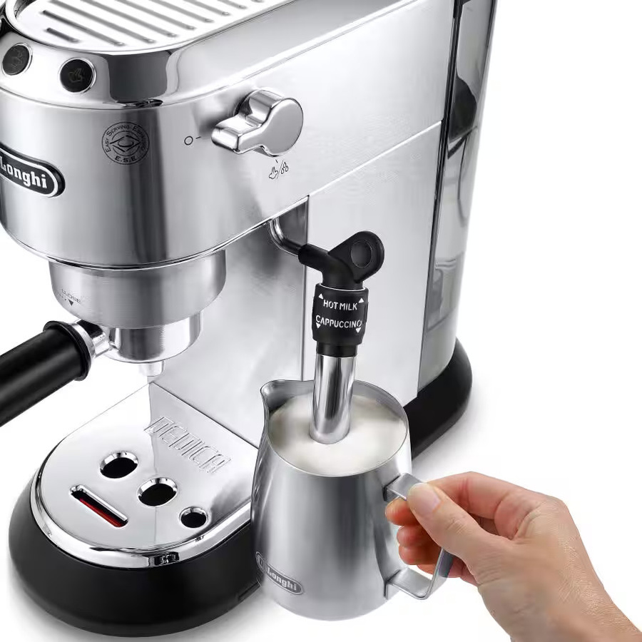 De'Longhi Dedica Style EC 685.M Siebträger-Espressomaschine in Silber mit Thermoblock und Dampflanze, kompatibel mit E.S.E. Pads und gemahlenem Kaffee - Bild 5