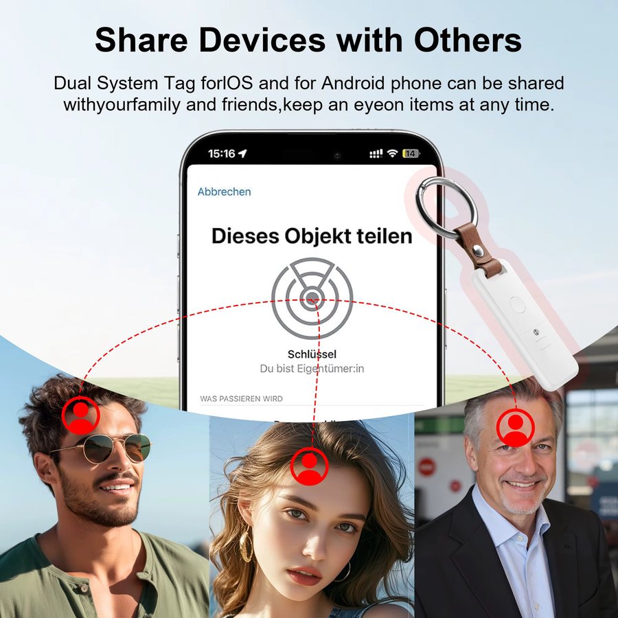 MOSON Dual-System GPS-Tracker für Google und Apple Find My, Tragbarer Smart Activity Tracker in Weiß - Bild 4