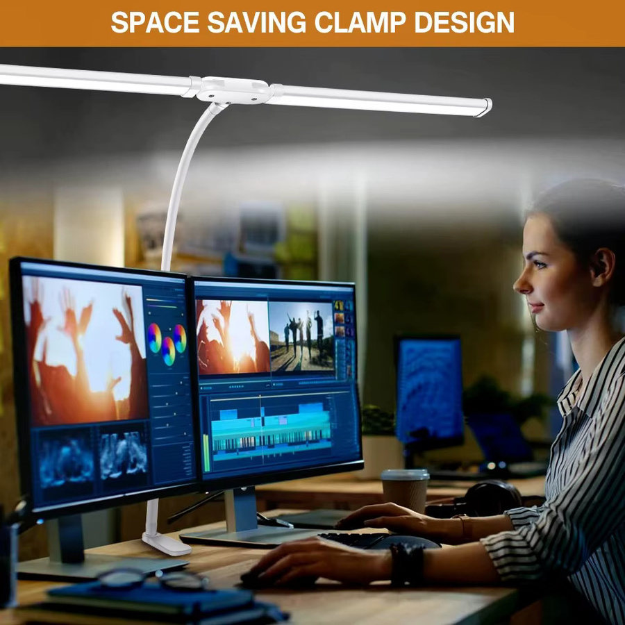 DBF LED-Schreibtischlampe in Weiß, stufenlos dimmbar und verstellbarer Schwanenhals für Home-Office und Büro - Bild 4