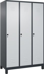 C+P Spind Classic PLUS Garderobenschrank mit 3 Abteilen, Farbe: Anthrazitgrau/Lichtgrau/Schwarzgrau, B/T/H: 120 x 50 x 195 cm - Bild 1