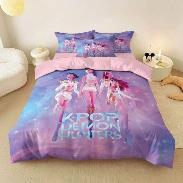 SH Boutique Anime Bettwäsche-Set Rumi Dämonenjäger, 4-teiliges Set aus Mikrofaser, Mehrfarbig, B/H: 150 x 200 cm - Bild 1