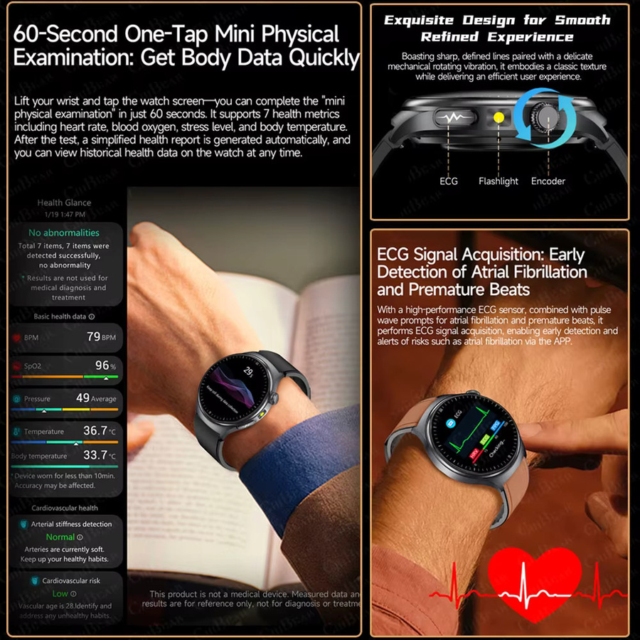 ChiBear Smartwatch, Grau, Herren, EKG, Calling - Bild 5