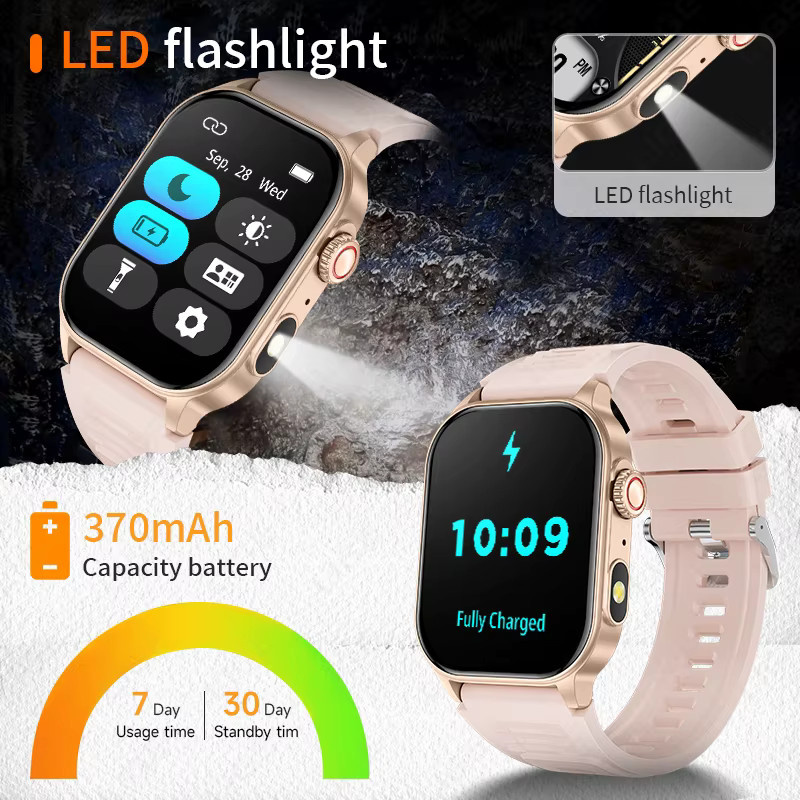 LIGE Smartwatch, Damen, Schwarz, Silikon, 2,01 Zoll - Bild 4