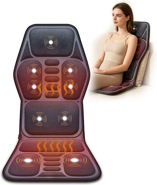 Ekmoey Beheizbares Vibrations-Massagesitzkissen in Schwarz zur Entspannung von Nacken, Rücken und Hüfte für Zuhause, Büro oder Auto - Bild 1