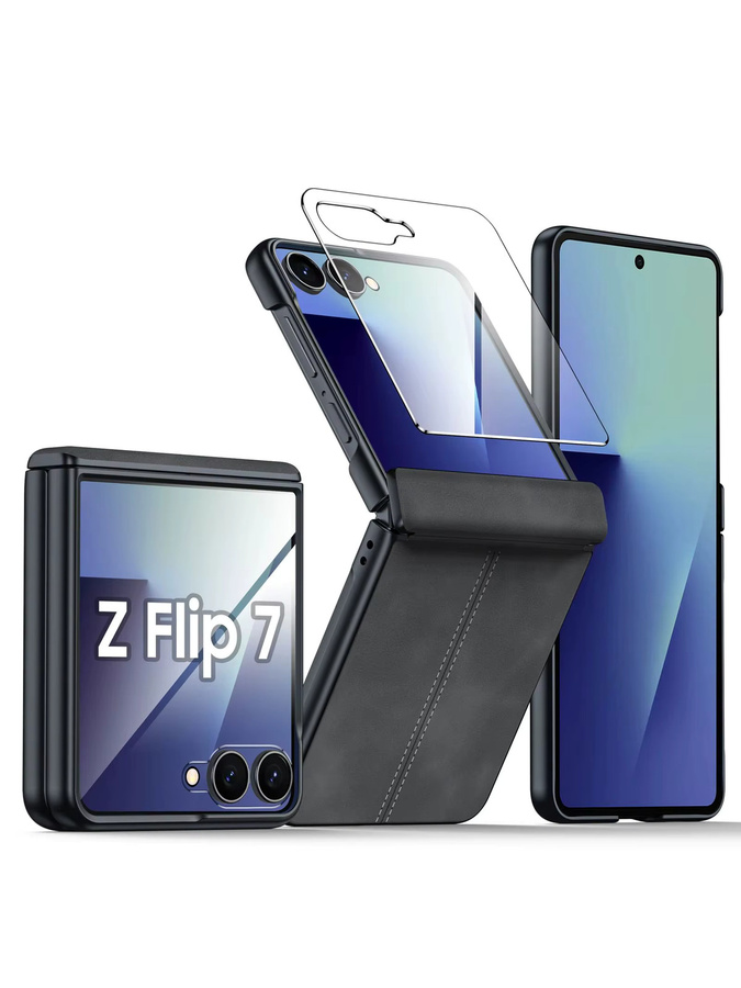 BANGZAO Lederhülle für Flip 7 in Schwarz mit Scharnierschutz, integriertem Bildschirmschutz und kabelloser Ladefunktion - Bild 7